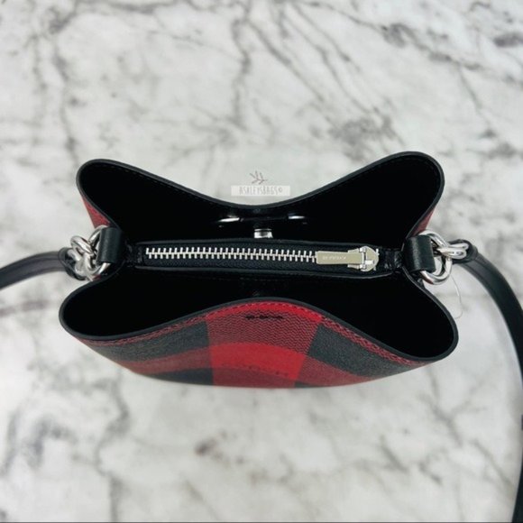 Coach Mini Town Bucket Bag Crossbody With Buffalo Plaid Print - Picture 5 of 10